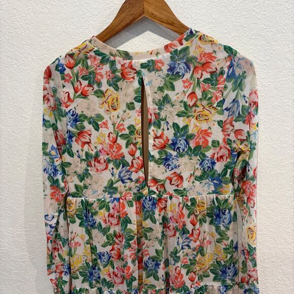 Revolve AFRM Spring Jardin Floral Dress Women's Medium Tiered Long Sleeve - Picture 4 of 8